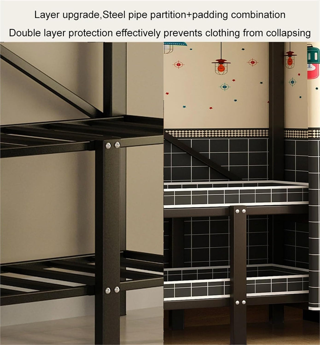 Portable Wardrobe Closet Rack, Foldable Garment Rack With Cover,For Hanging Clothes For Bedroom(100 * 50 * 170CM)