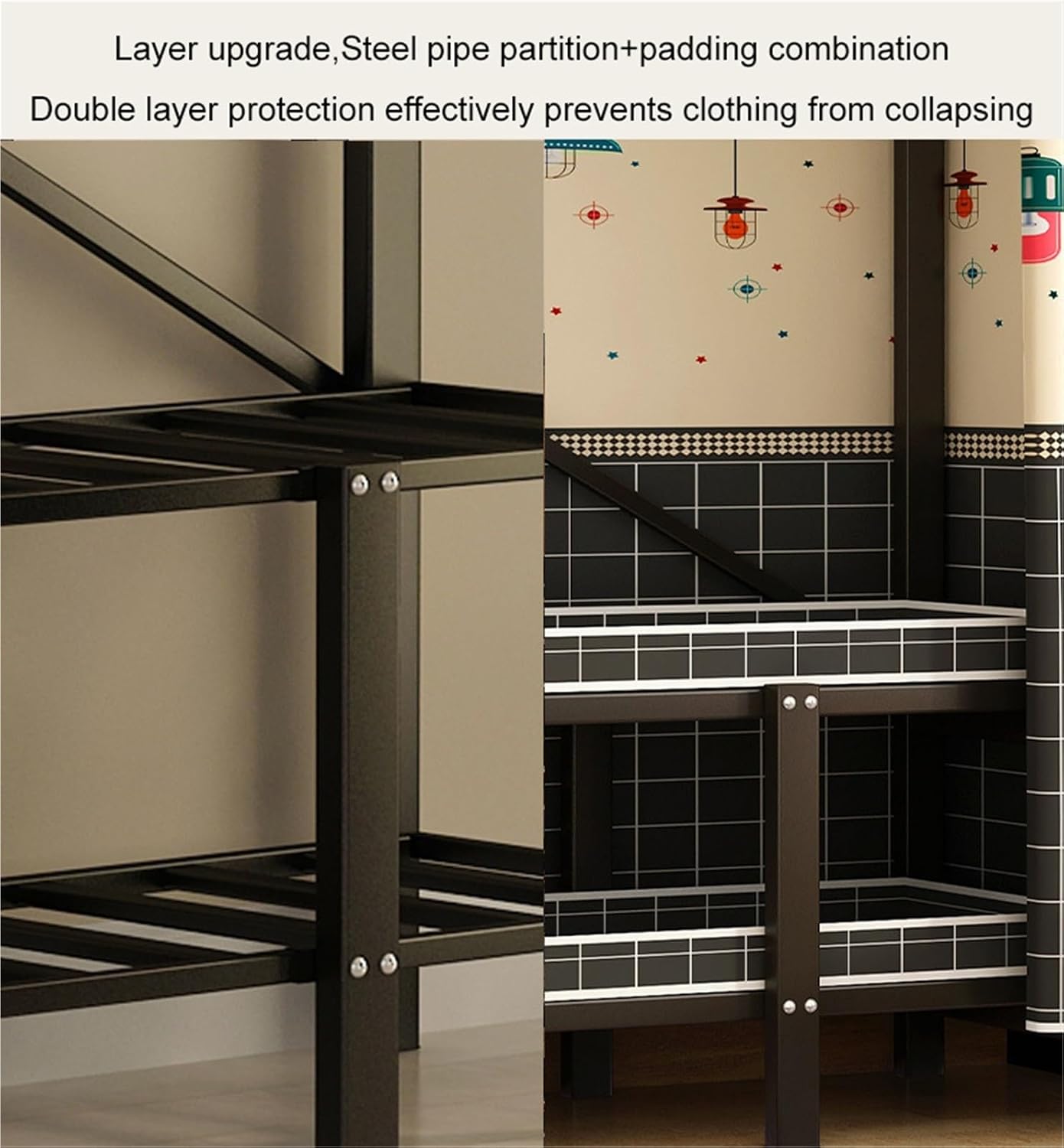 Portable Wardrobe Closet Rack, Foldable Garment Rack With Cover,For Hanging Clothes For Bedroom(100 * 50 * 170CM)