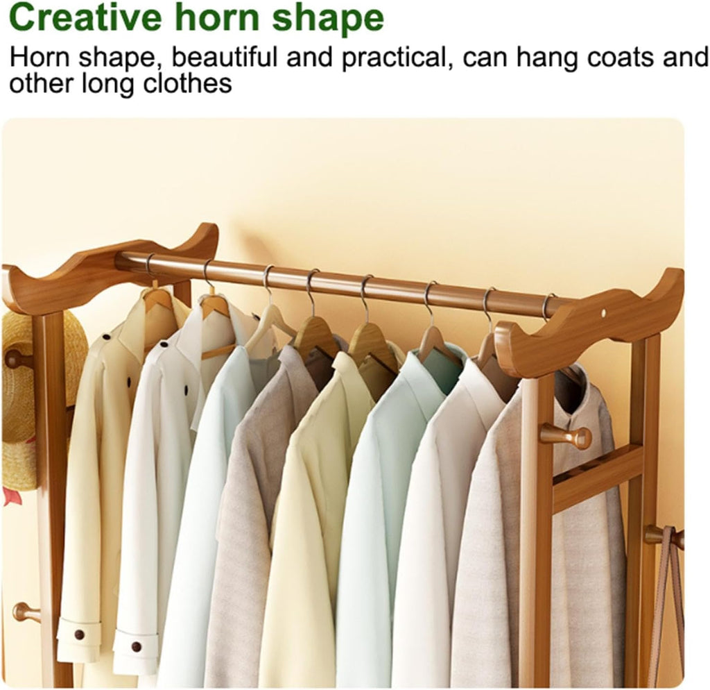 Clothing Racks for Hanging Clothes Bamboo Garment Rack Open Wardrobe Coat Stand Multi-functional Clothing Clothes Rails for Entryway Living Room,90cm