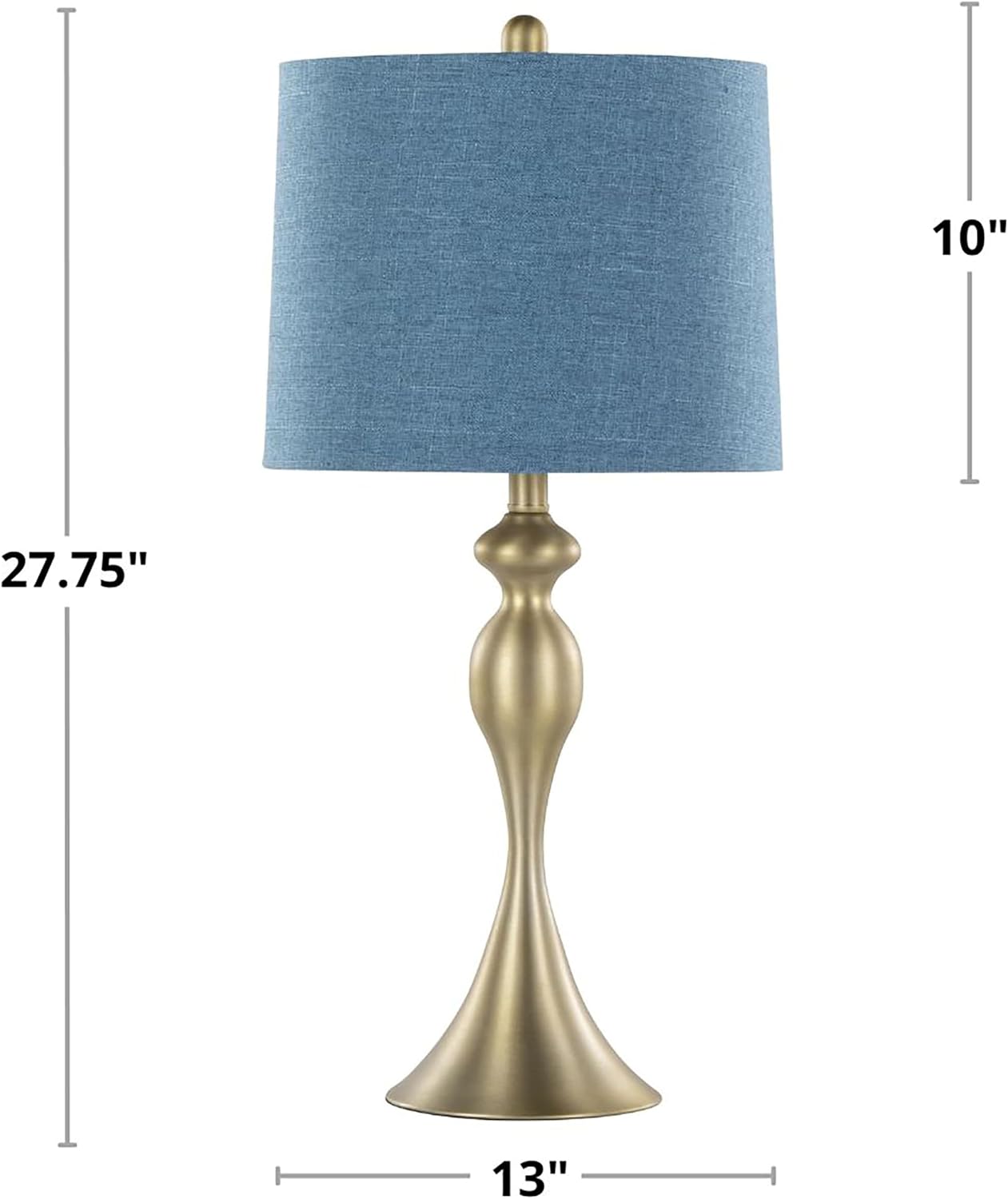 Ashland 27' Metal Table Lamps Set of 2, Desk Lamp, Bedside Lamps for Night Stands, Nightstand Lamp, Small Lamp, Small Table Lamps for Living Room Set of 2 (Gold Metal, Moroccan Blue Linen)