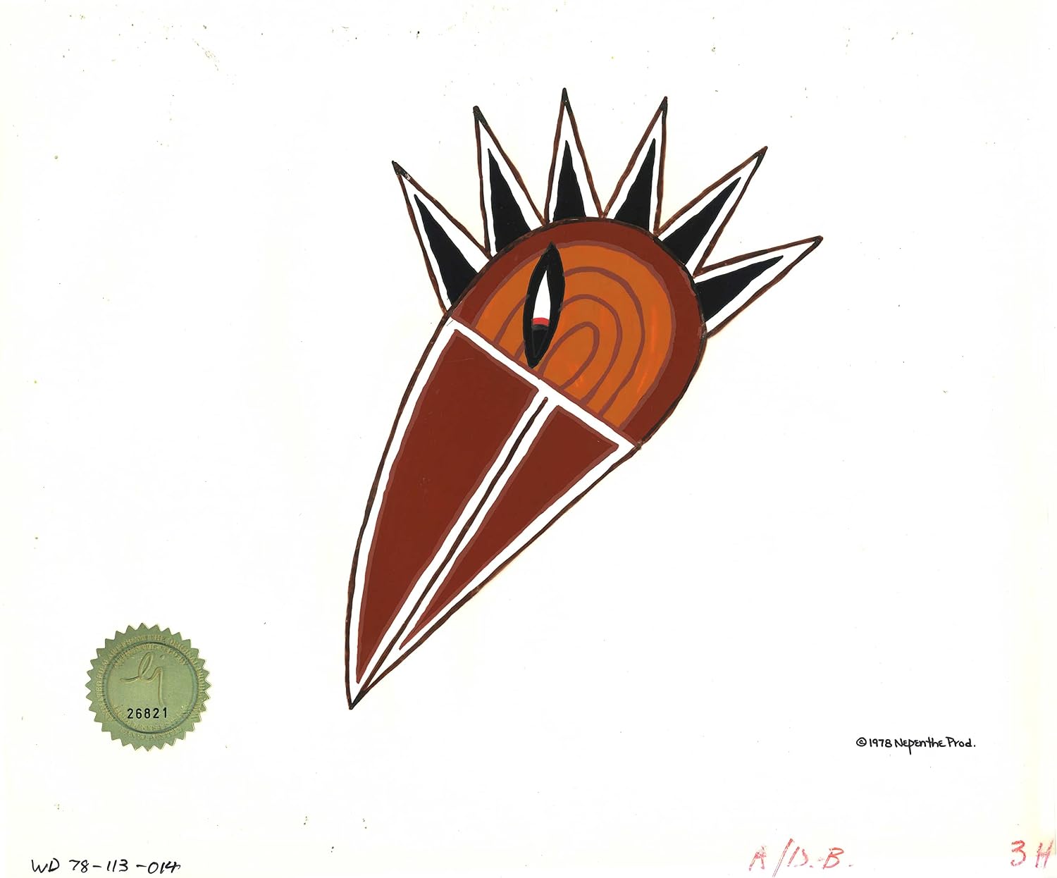 Watership Down Opening Fable El-ahrairah 1978 Production Animation Cel with LJE Seal and COA 113-014 of an animal