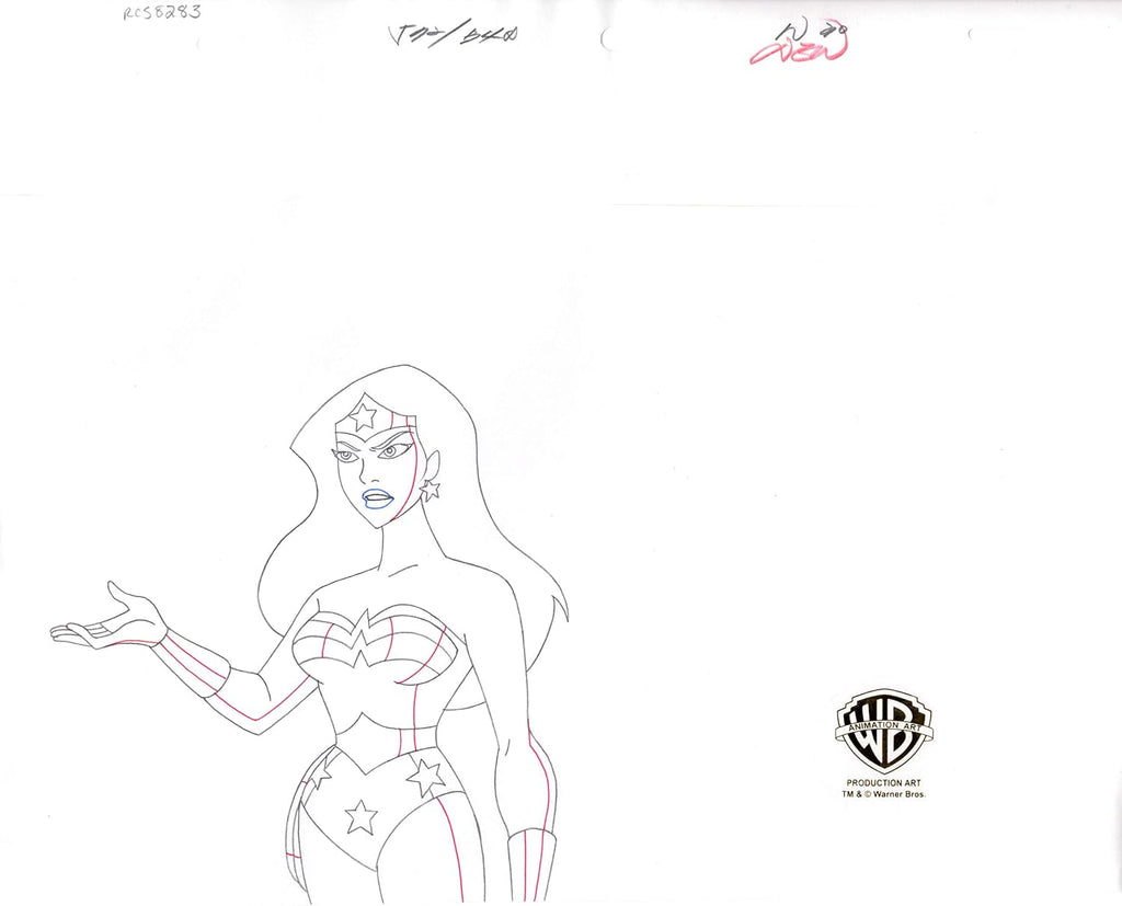 Justice League of America Wonder Woman Production Animation Cel Drawing from Warner Brothers 283