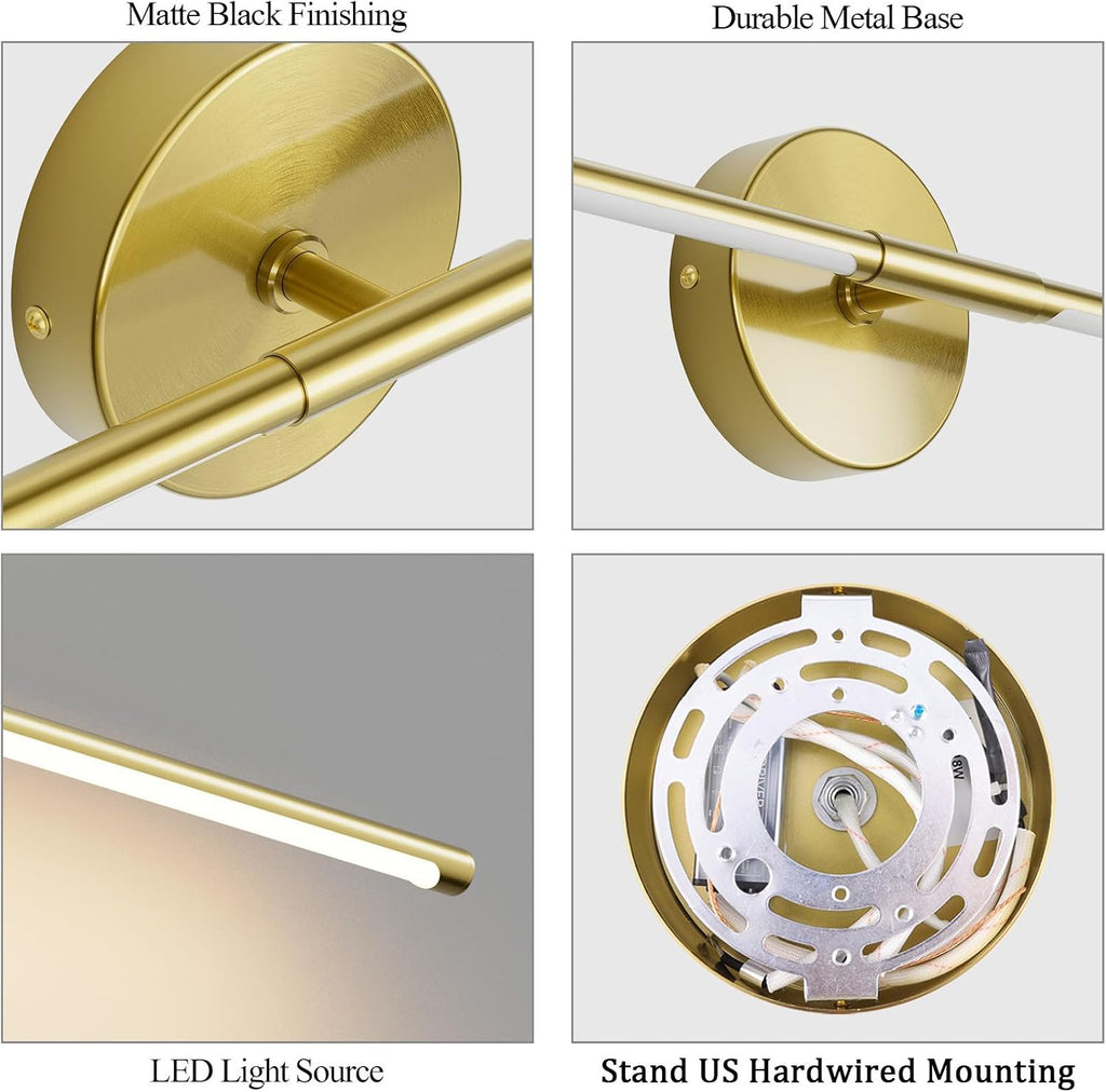 40Inch Hardwired Gold Wall Sconces Set of Two,360° Rotate Modern Linear Wall Light 30W Gold Vanity Light 3000K for Bathroom, Living Room(2 Pack)