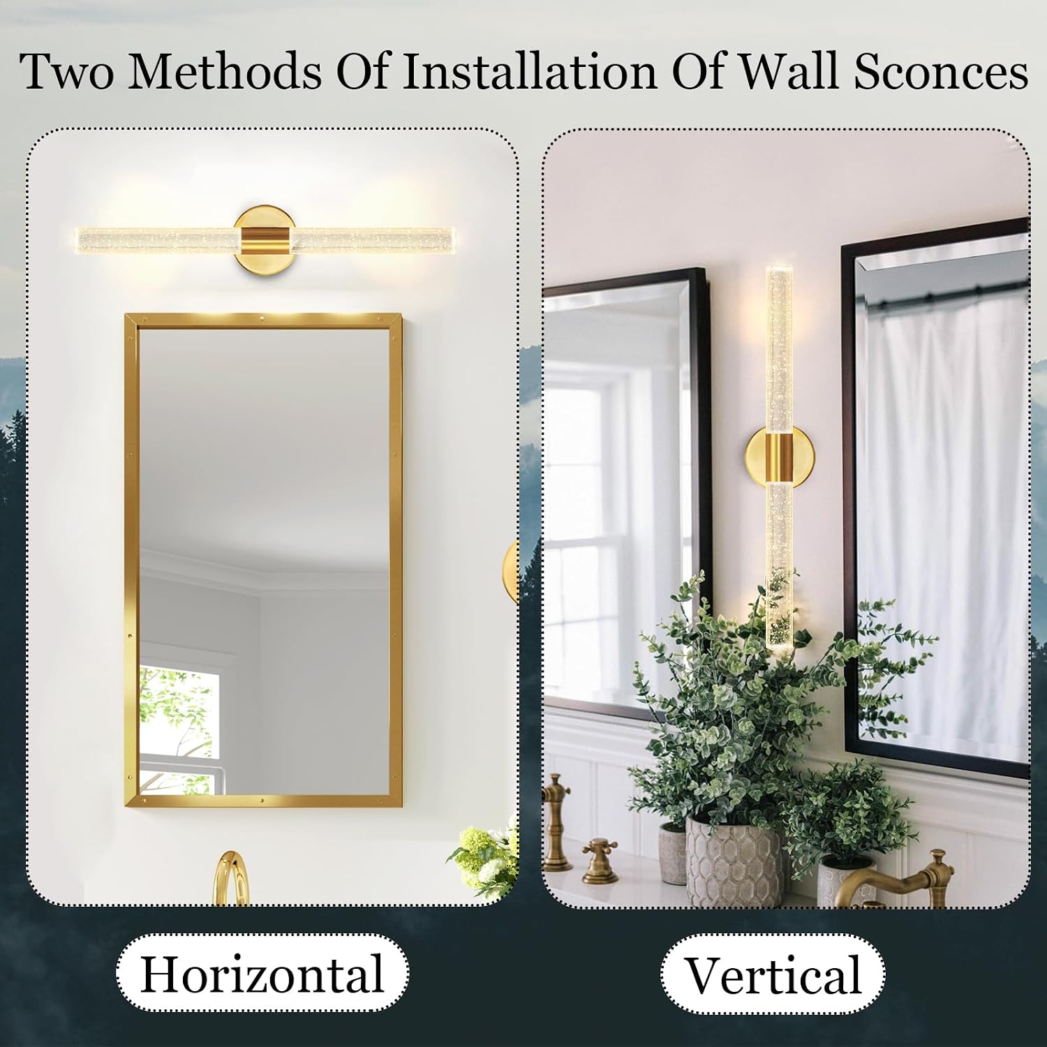 Gold Wall Sconces Set of 2 LED Modern Sconces Dining Room Wall Lighting 10W 3000K LED Wall Lights Crystal Hardwired Wall Light Fixtures for Living Room Bedroom Bathroom Hallway