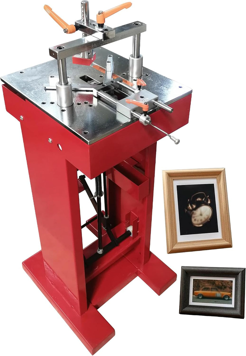 HayWHNKN Manual Picture Framing Machine Iron Foot Pedal V-Nailer, Wood Corner Frame Joiner for Picture Frames 7-15mm V-Nails (Frame Width 6-150mm/Thickness 6-100mm) for Family or Small Workshops