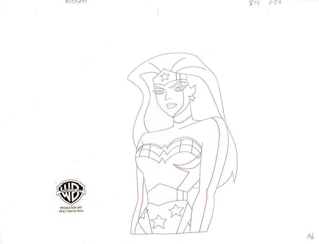 Justice League of America Wonder Woman Production Animation Cel Drawing from Warner Brothers 281