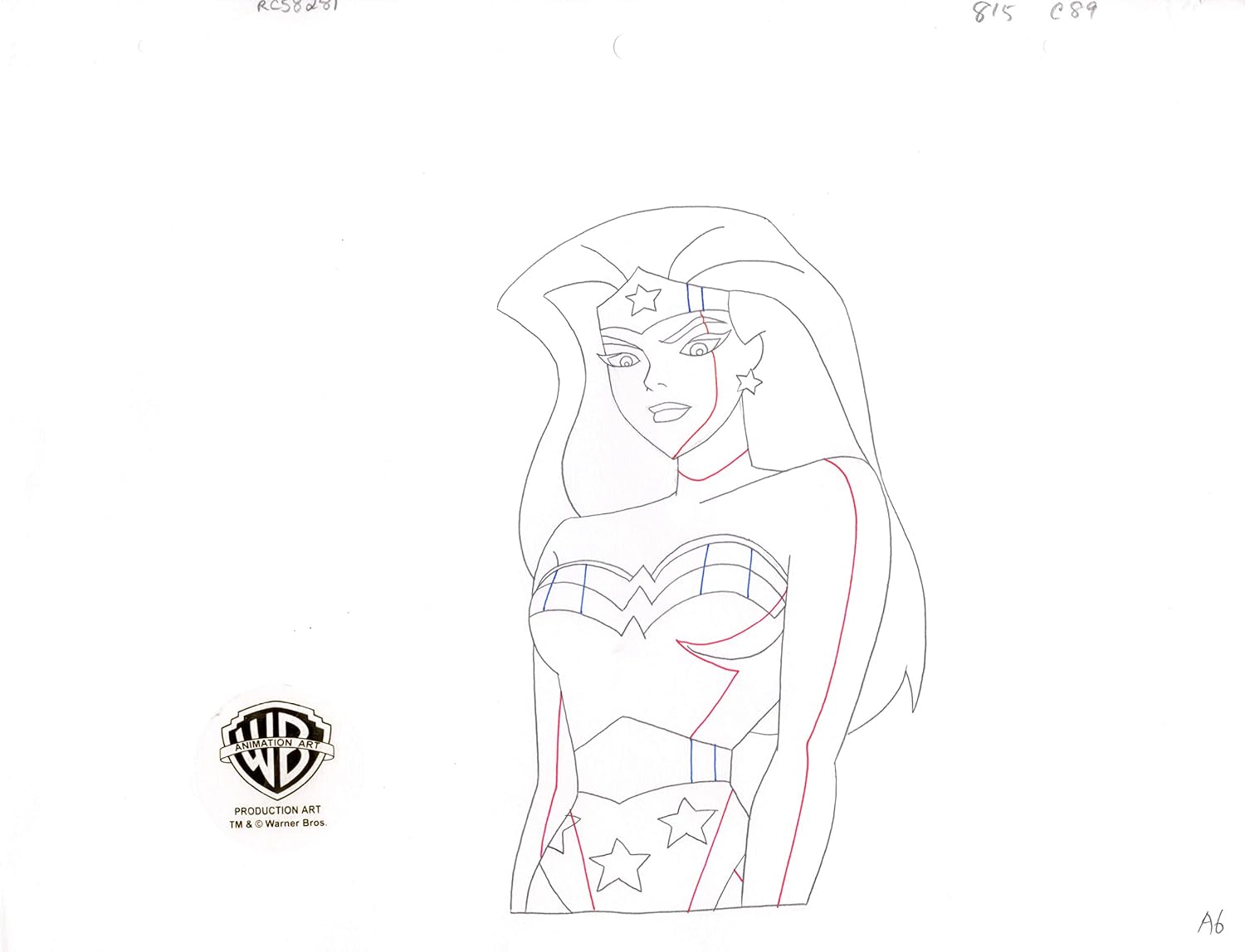 Justice League of America Wonder Woman Production Animation Cel Drawing from Warner Brothers 281