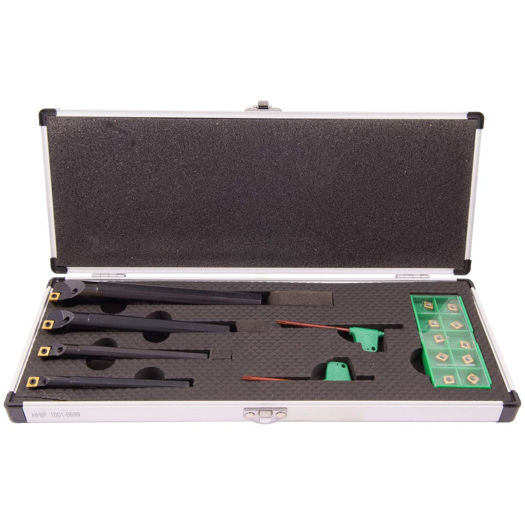 HHIP 1001-0699 4 Piece SCLCR2 Index Boring Bar Set with Coolant Thru & 10 Inserts (5/16-3/8-1/2&5/8 Inch)