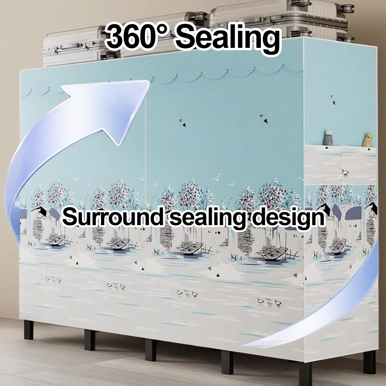 Foldable Closet Wardrobe With Cover, Heavy Duty Garment Racks For Hanging Clothes, Metal Covered Clothing Rack, Coat Armoire Storage For Bedroom(A,110X50X170cm)