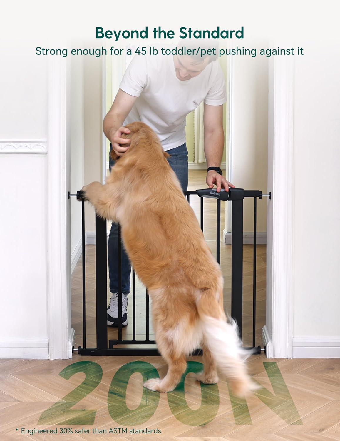 Babelio Baby Gate for Doorways and Stairs, 29-48' Auto Close Dog Gate PressGuard P7, Easy-Install Pressure Mounted Satey Door, No Drilling Safety Gate for Child and Pets, 2 Pack, Black