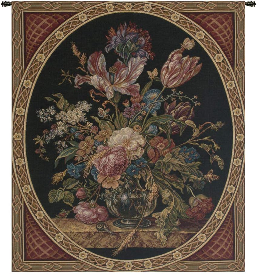 Charlotte Home Furnishings Inc. Flower Bouquet Italian Tapestry Wall Hanging 28 X 24 Inch Viscose Cotton & Polyester Blend Wall Art Perfect for Home Decor & Wall Decor By Alberto Passini