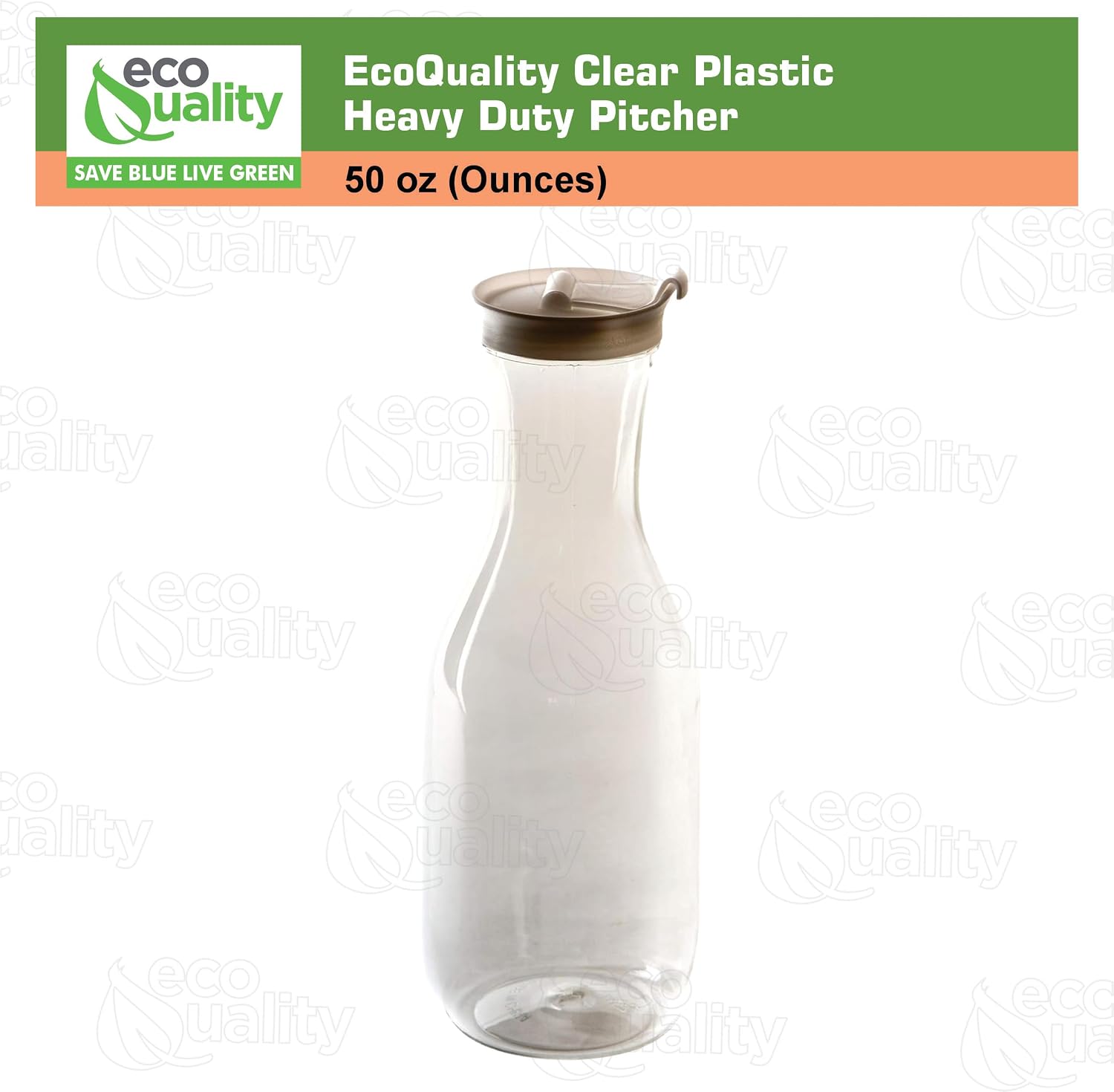 Clear Plastic Heavy Duty Pitcher - Large Water Carafes, Plastic Bottles with Flip Top Lid, Beverage Pitchers with Lid - BPA Free Plastic Decanter, Juice, Ice Tea, Picnic, Catering (50 Oz) (48)