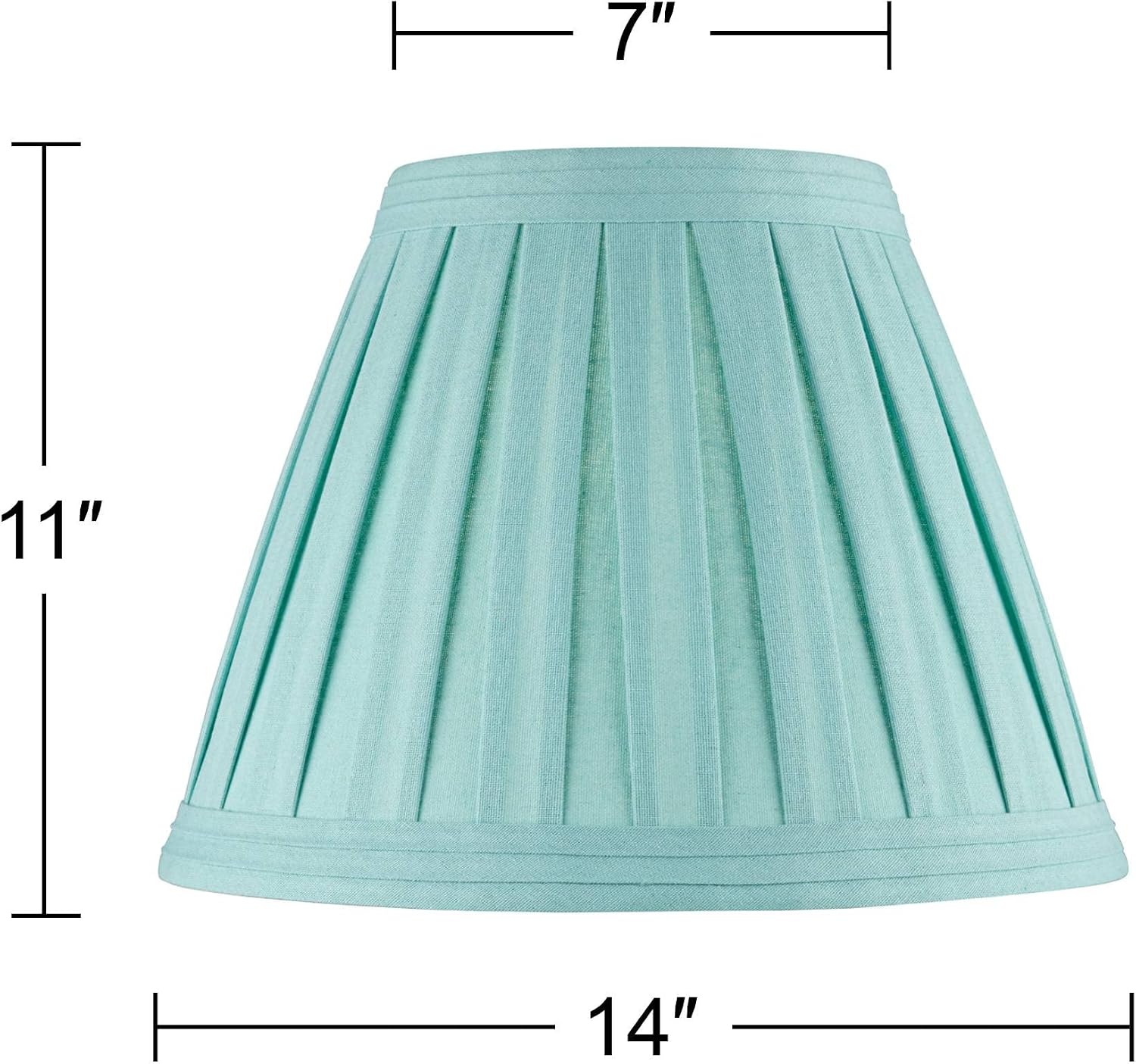 Set of 2 Hardback Pleat Empire Lamp Shade (Pre-Assembled) s Turquoise Blue Large 7' Top x 14' Bottom x 11' High Spider with Replacement Harp and Finial Fitting - Springcrest
