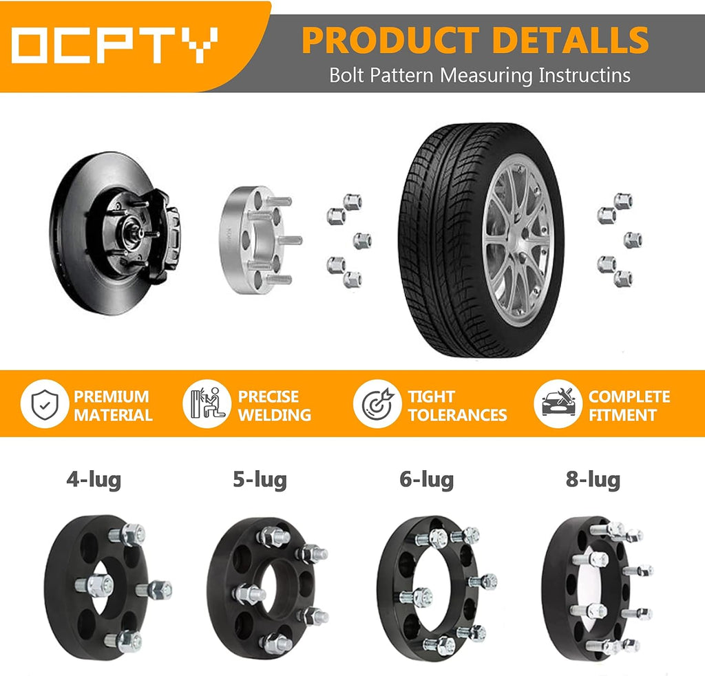 OCPTY 4PCS 5x5.5 to 6x5.5 Wheel Adapters 2 inch 1/2' Studs 108mm Hub Bore Forged Hub Centric Wheel Adapters 5 Lug fit for B1500 for Bronco for CJ3 for CJ5 for CJ5A for CJ6 for CJ6A