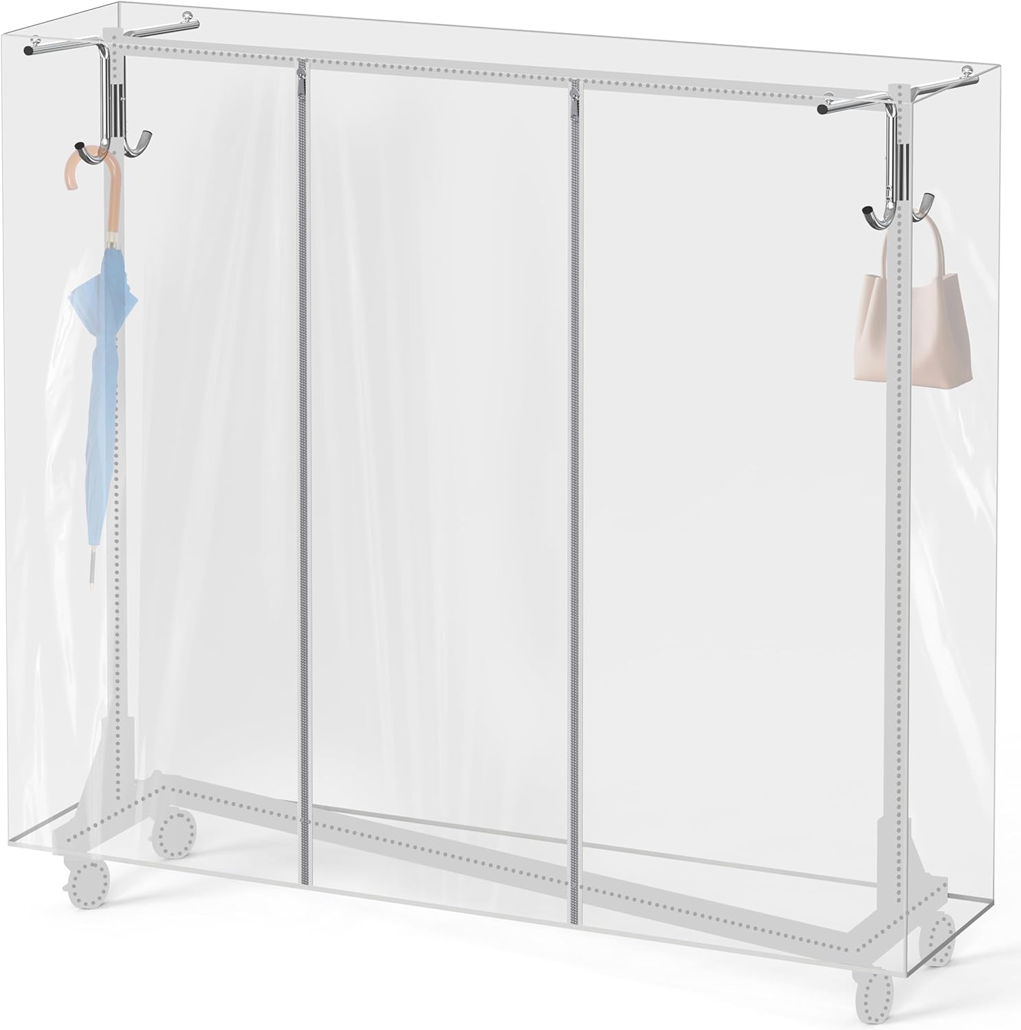 Simple Houseware Industrial Grade Z-Base Garment Rack, 500lb Load with 62 Inches Extra Long Bar, Black + Z-rack Cover/Bracket Set