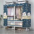 Foldable Portable Wardrobe Closet With Cover, Metal Garment Rack For Hanging Clothes, Clothing Rack, Enclosed Curtain Metal Clothing Organizer For Bedroom(Blue,180x175x52cm)
