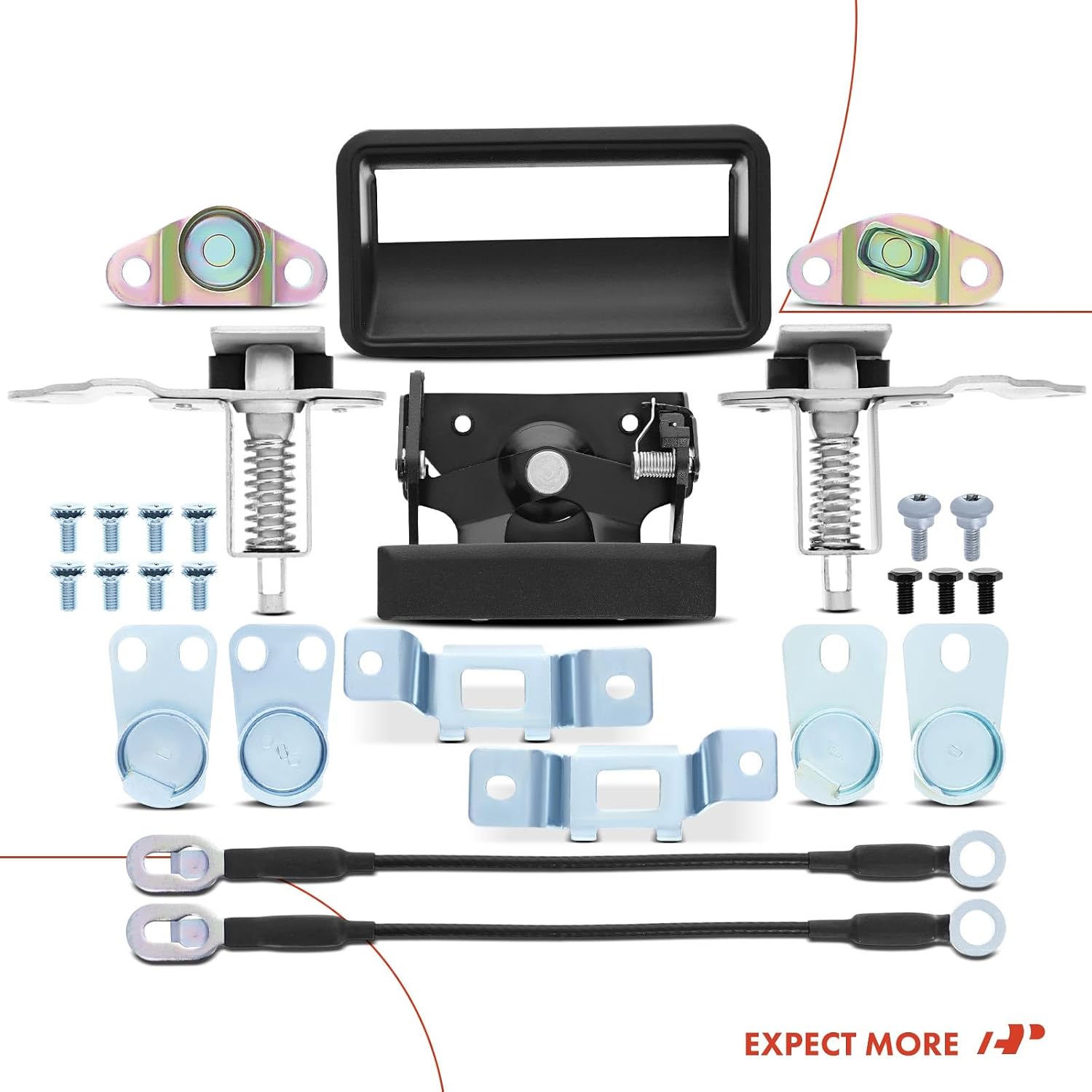 A-Premium Tailgate Rebuild Kit Compatible with Chevrolet & GMC Models - C1500, C2500, C3500, K1500, K2500, K3500, Rear Tailgate Parts Metal Handle Bezel Latch Cable Hinge Bolts (Pack of 27)