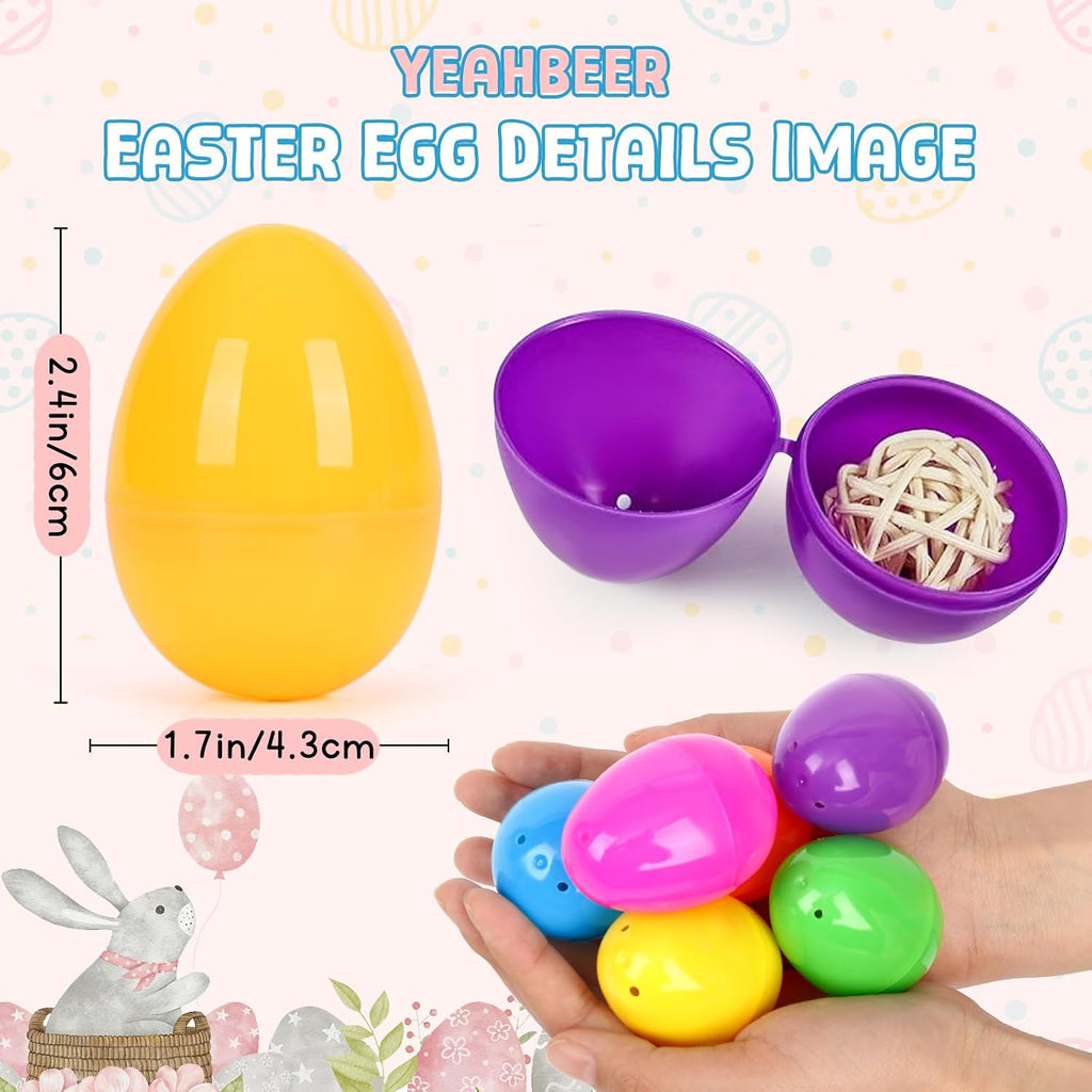 YEAHBEER 2000 Pcs Easter Eggs, 2.4' Assorted Bright Colors Plastic Easter Eggs for Easter Hunt, Basket Stuffers Fillers, Easter Themed Decorations, Theme Party Favor, Classroom Prize Supplies