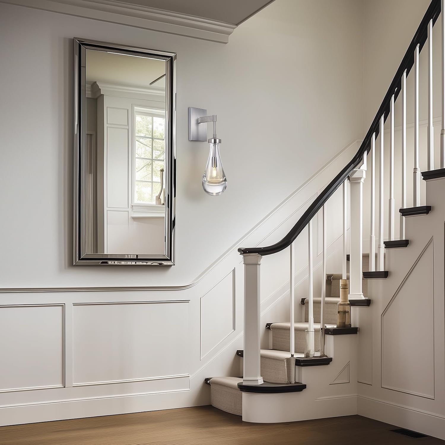 Wall Sconces Set of Two, Nickel Raindrop Sconces Wall Lighting Indoor Wall Lights for Bedroom, Nickel Bathroom Sconce, Wall Sconce Light for Living Room, Hallway