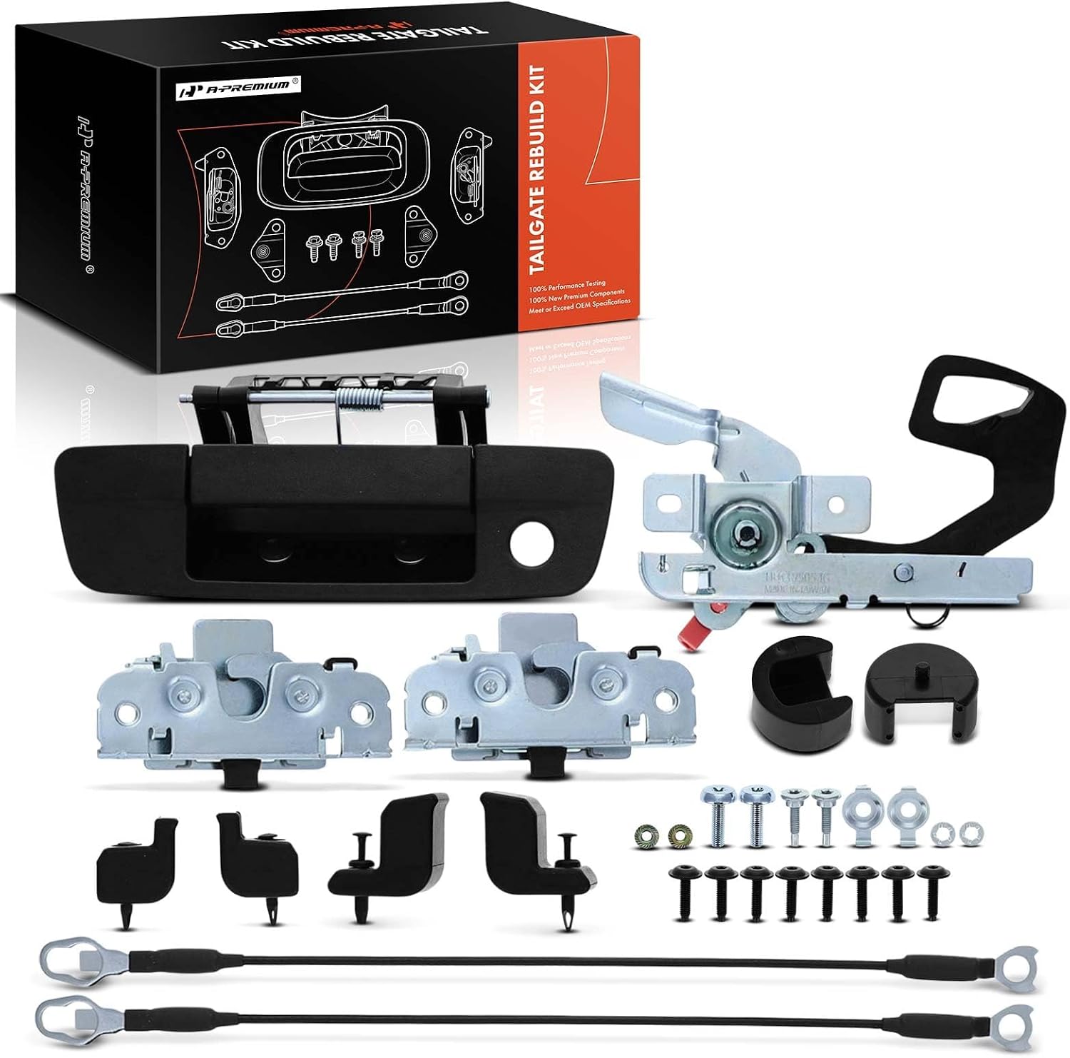 A-Premium Tailgate Rebuild Kit Compatible with Ram 1500/2500/3500 2011-2012 & Dodge Ram 1500 2009-2010, Ram 2500 3500 2010, Rear Tailgate Parts Metal Handle Bezel Latch Cable Bolts (Pack of 30)