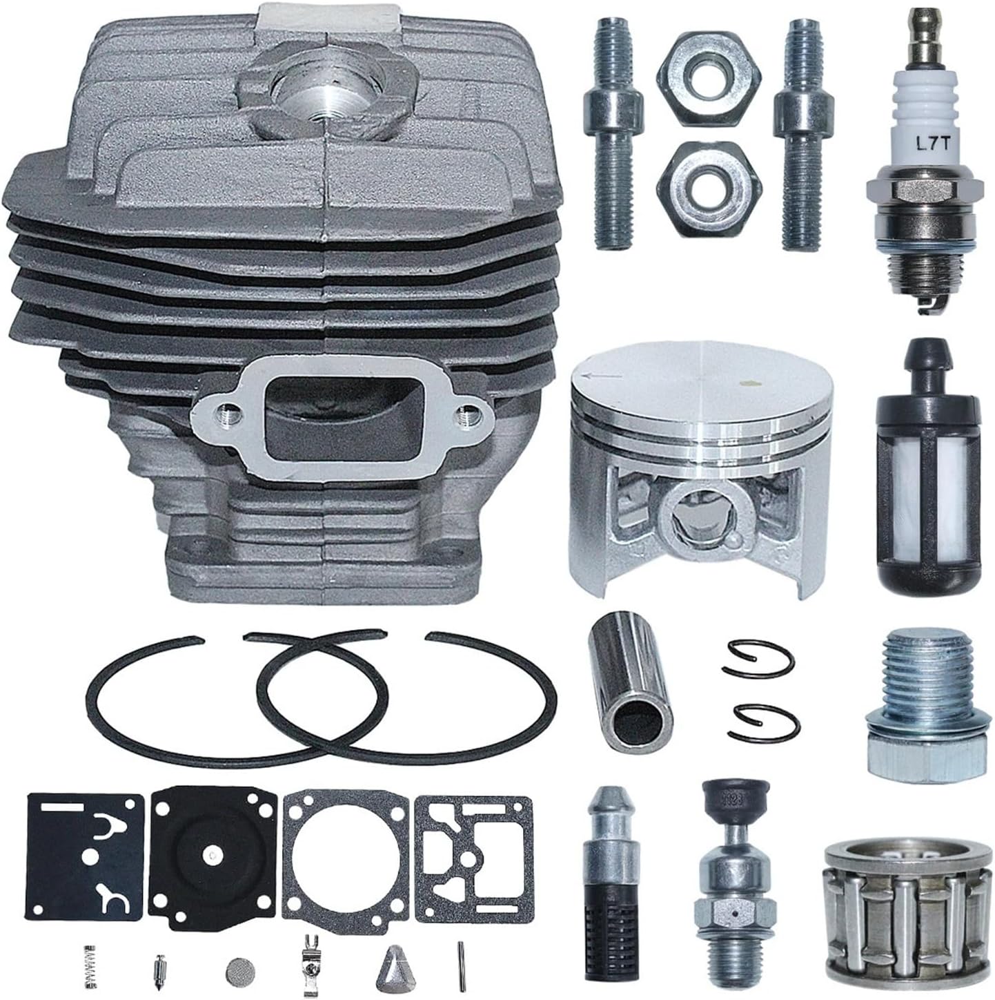 50mm Cylinder Piston Carb Repair Kit For MS440 044 MS 440 Chainsaw Bar Stud Nut Decompression 1128 020 1227 Part