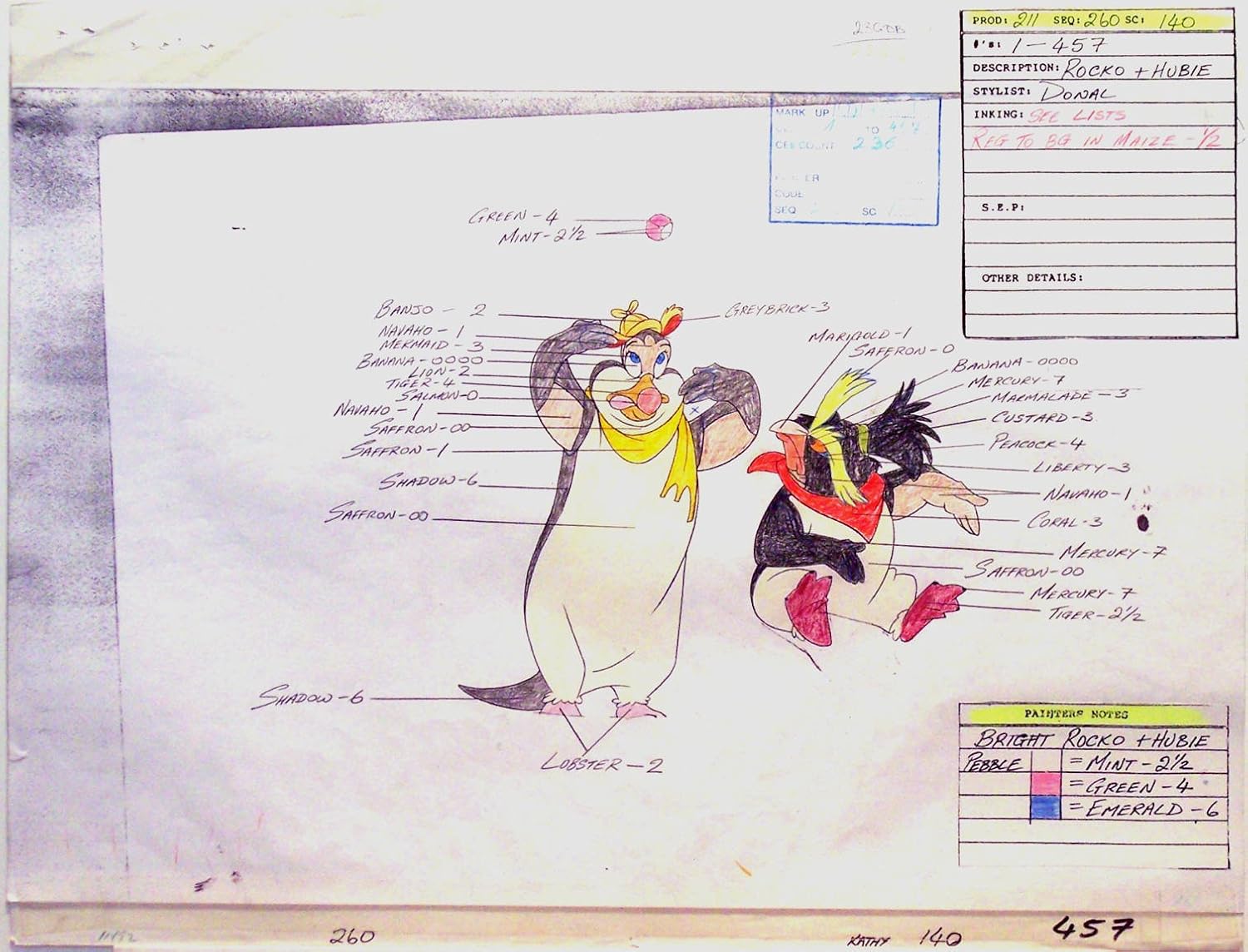 Pebble and the Penguin 1992, Original - Don Bluth Studios - Animation Cel Color Key Drawing