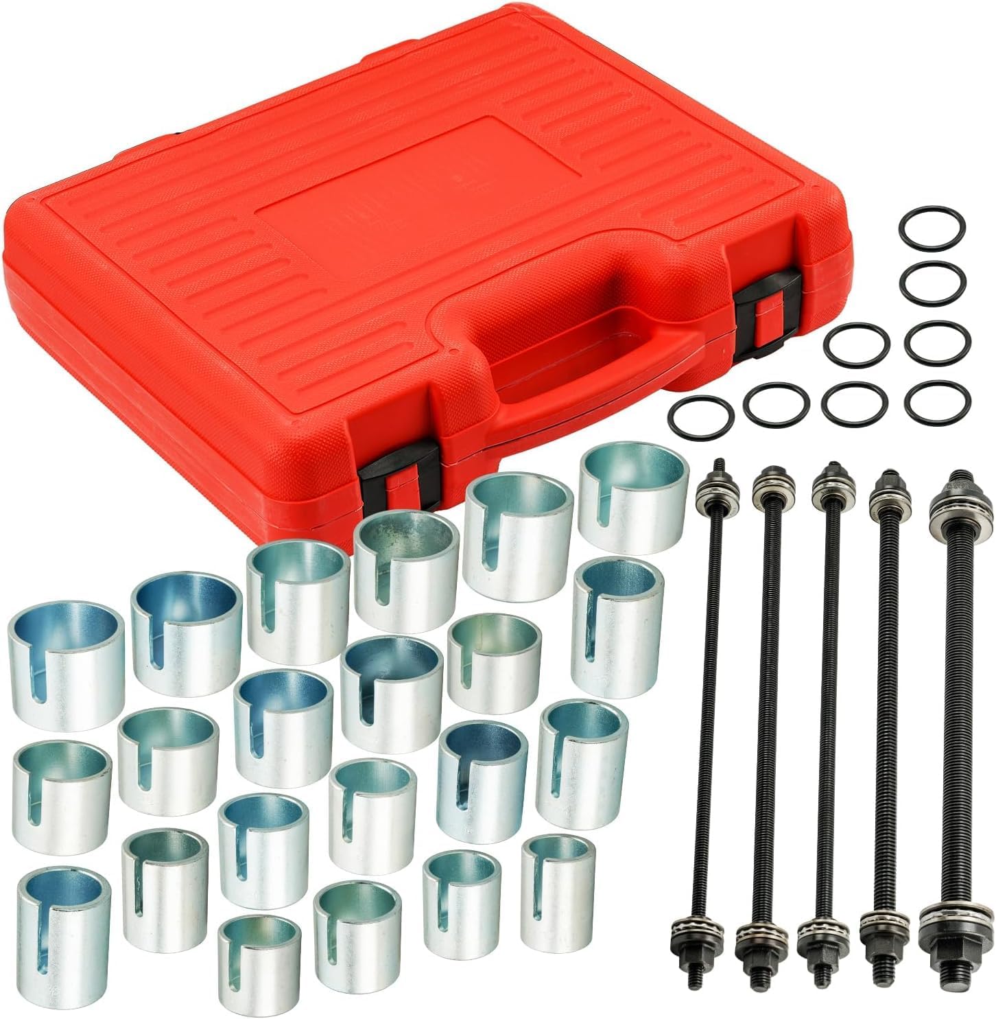 Engine Timing Tool Kit Bush Bearing Tool, 27Pc Universal Compression Pull Sleeve Kit Bush Bearing Disassembly Insert Tool Set