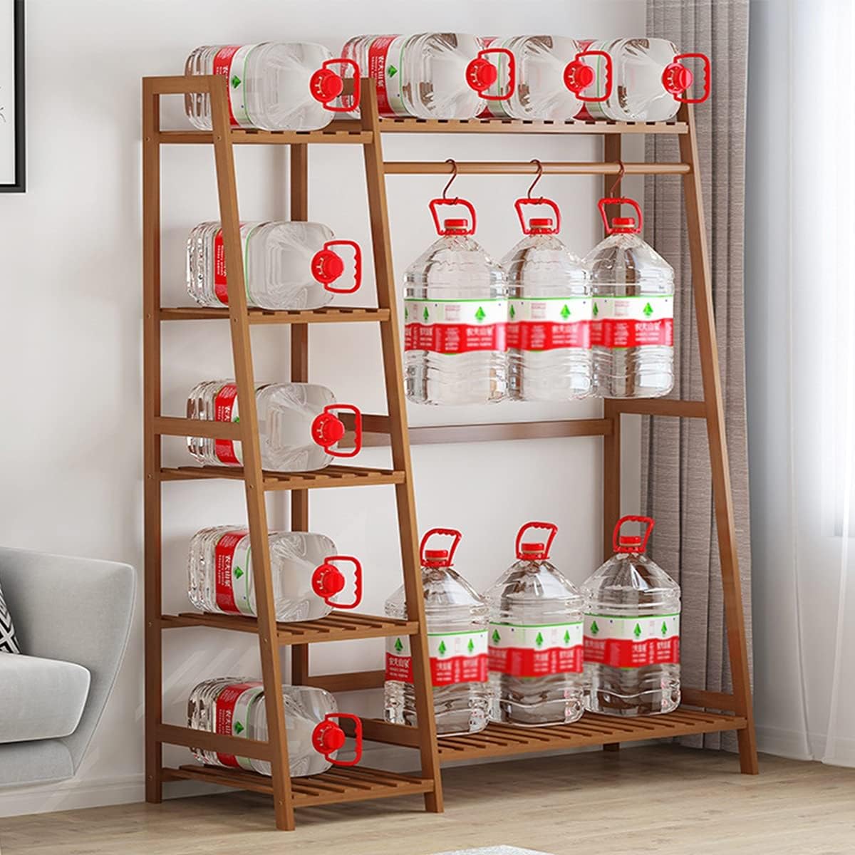 Coat Rack, Bamboo Garment Rack 7 Tier Storage Shelves Clothes Hanging Rack Heavy Duty Clothing Rack Multipurpose Open Wardrobe Closet Organizer Stable Structure
