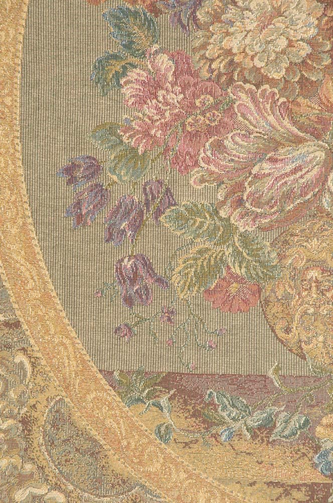Floral Composition In Vase Cream Italian Tapestry Wall Hanging - 25 in. x 30 in. Cotton/Viscose/Polyester by Charlotte Home Furnishings
