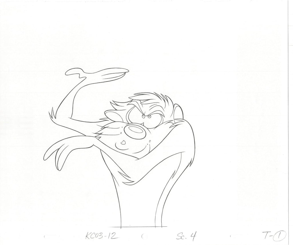 Tazmanian Devil Taz Commercial Production Animation Cel Drawing 2 Lot Wb Looney Toons Bg-1
