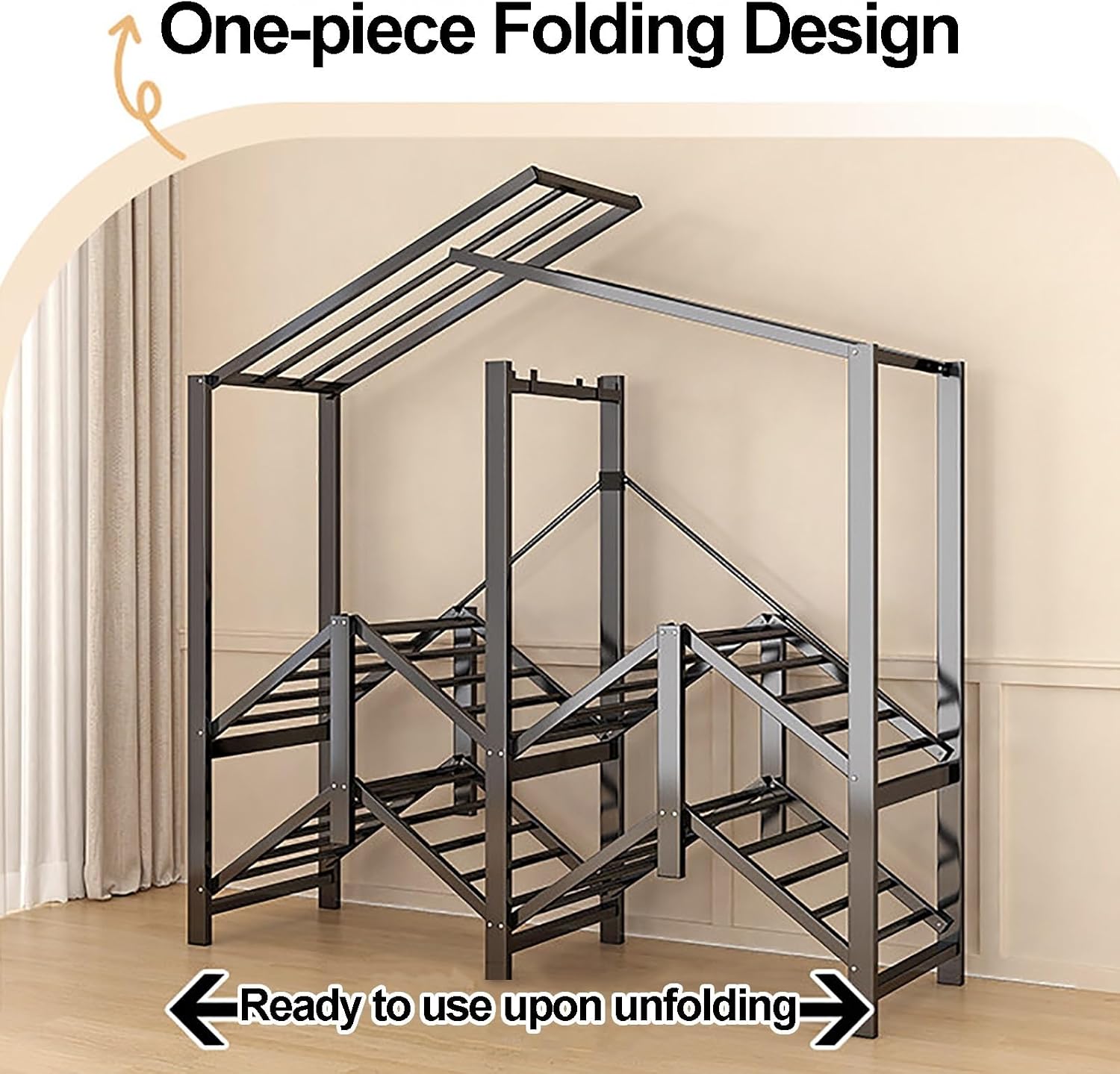 Foldable Closet Wardrobe, Garment Racks For Hanging Clothes, Heavy-Duty Clothe Rack With Cover, Metal Covered Clothing Rack, Freestanding Coat Armoire Storage(A,170cm)