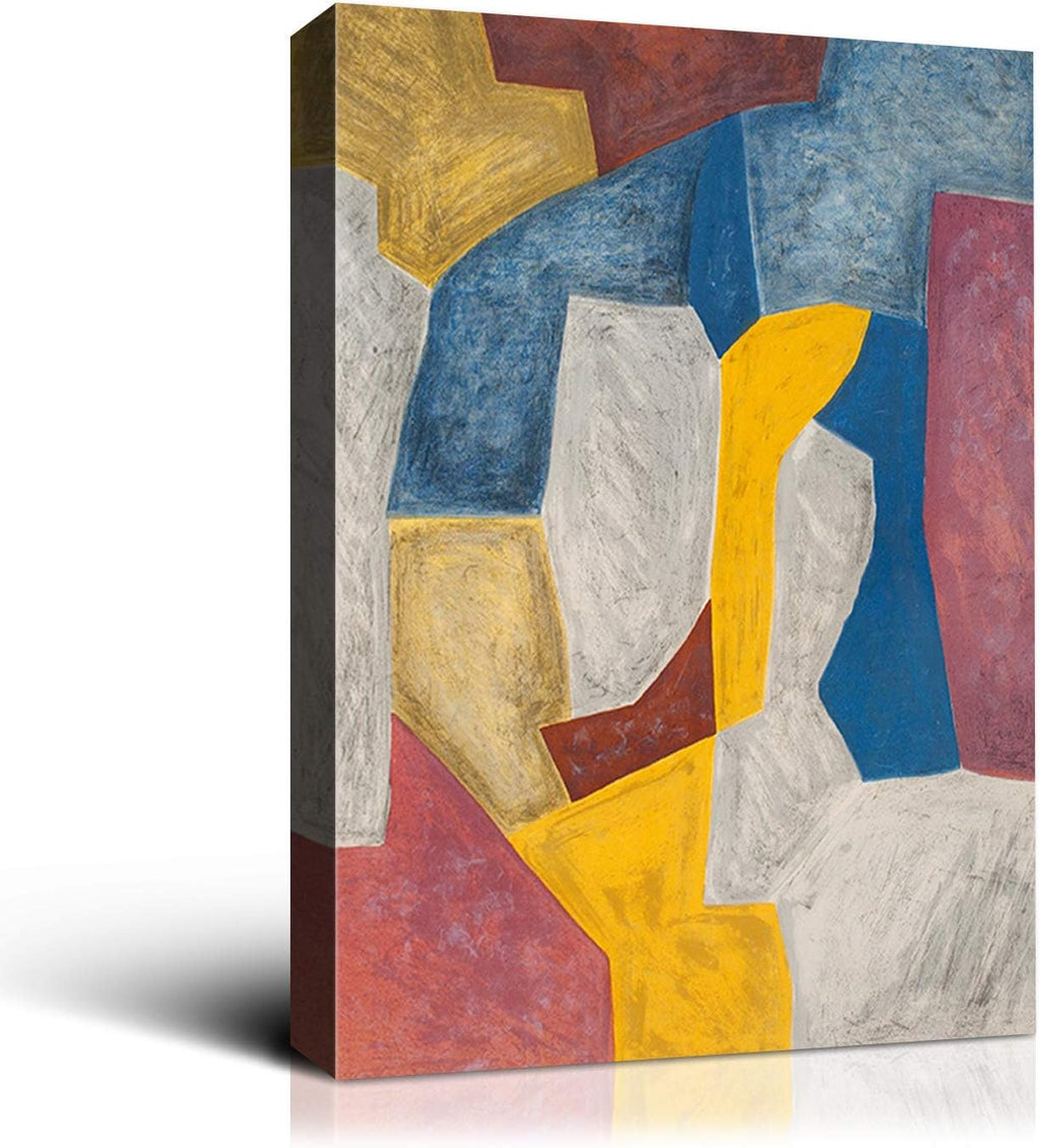 Denzoer Abstract Wall Art Colorfu Geometry Painting Prints Wall Decor Contemporary Painting with Gallery Wrap Modern Artwork Pictures Framed for Living Room | Ready to Hang - 36x46 inches