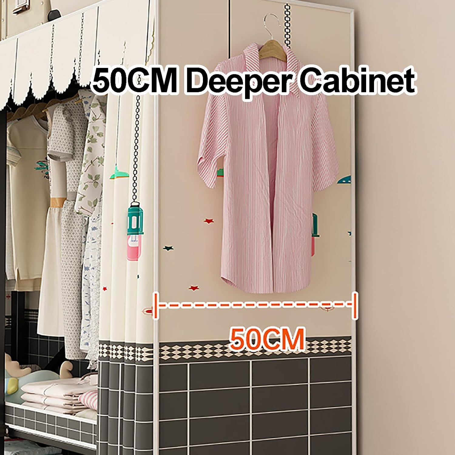 Foldable Clothe Rack With Cover, Portable Wardrobe Closet, Garment Rack For Hanging Clothes Rack, Curtain Metal Clothing Organizer, For Bedroom(Blue,190cm/74.8inch)