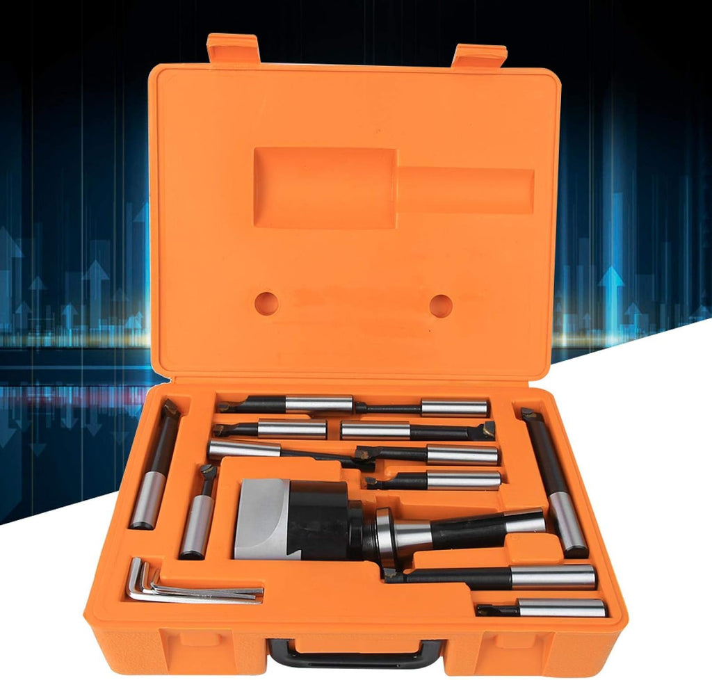 Boring Head Set, 40CR Imperial CNC Milling Tools Kit Including F1-3/4 in Boring Head, R8-1-1/2-18 (7/16) Boring Bar and 3/4in Boring Cutter Set
