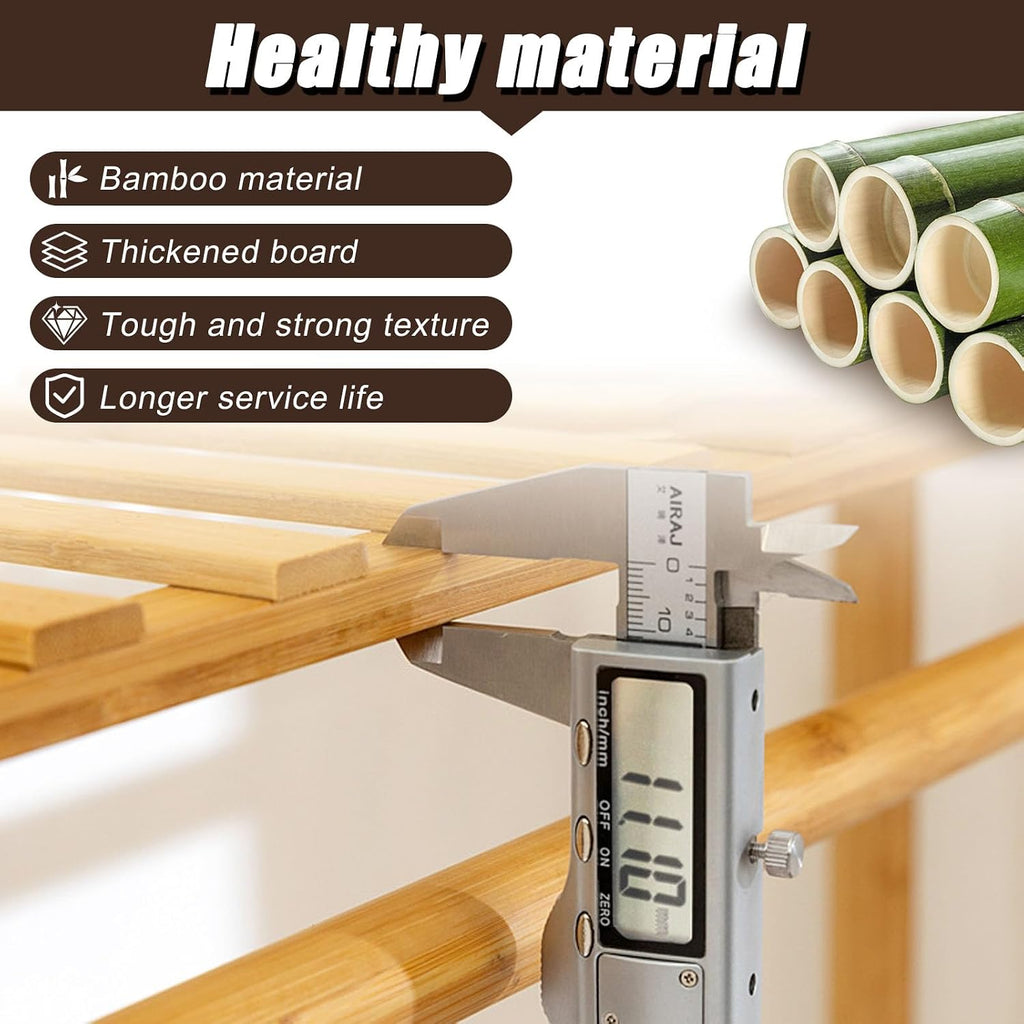 Garment Racks for Hanging Clothes - Closet System with Side Trouser Rack - Clothing Rack with 5 Tiers Shelves Bamboo Clothing Rack for Balcony,Living Room,Bedroom,Walnut,145×123cm/57×48in