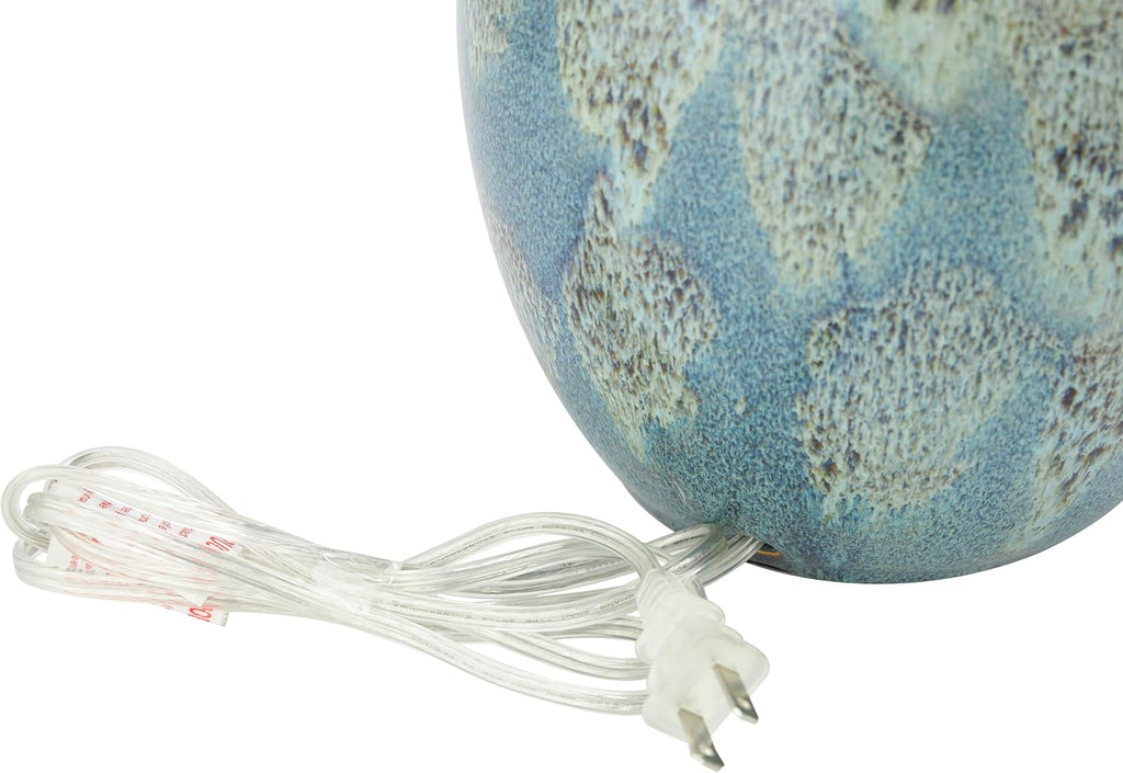 Deco 79 Ceramic Room Table Lamp Abstract Textured Accent Lamp with Drum Shade, set of 2 Lamp 8' x 8' x 32', Teal