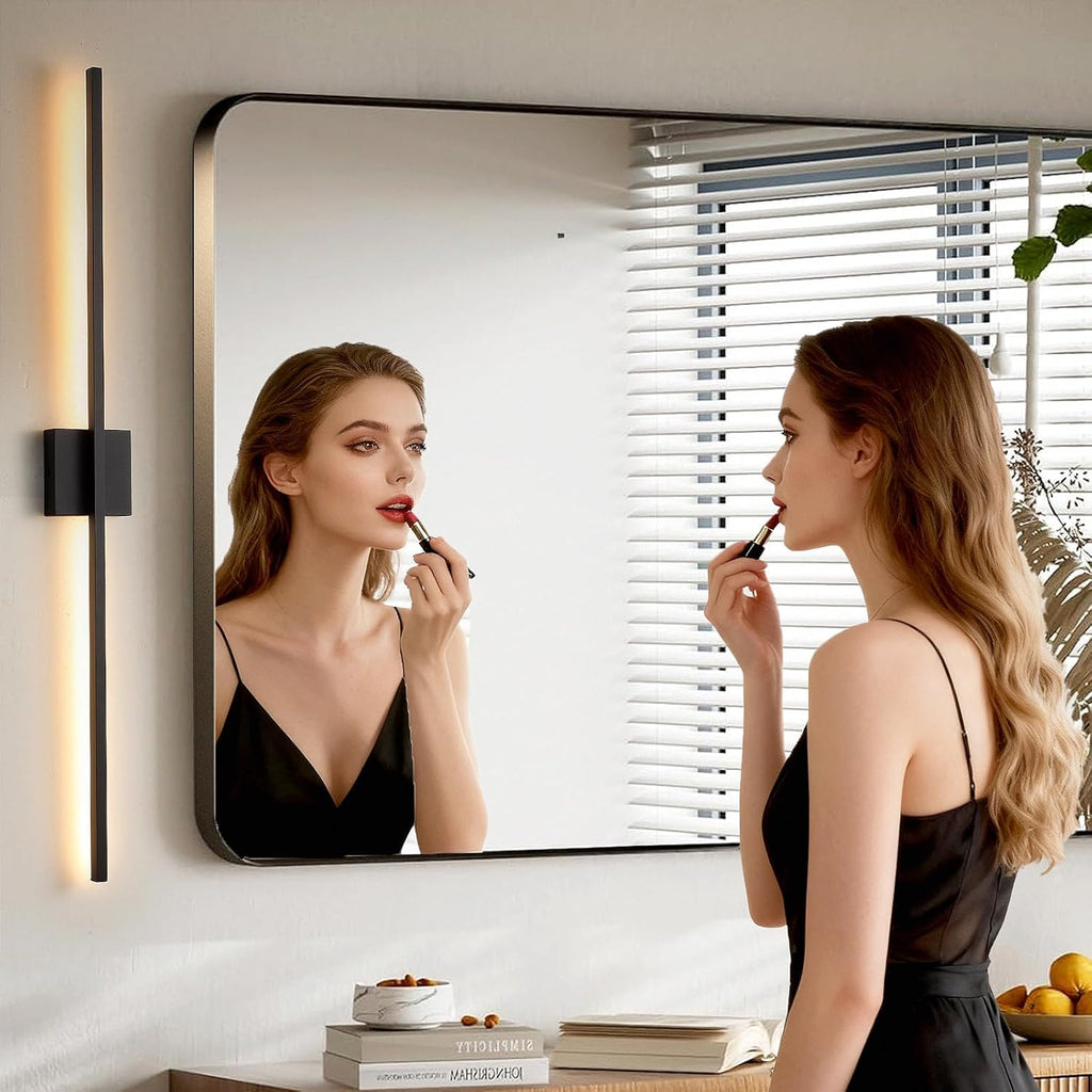Wall Sconces Set of Two, 40 Inch Dimmable LED Wall Sconce Modern Black Sconces Set of 2 for Bathroom, Living Room, Bedroom, Hardwired 3000K (2 Pack)