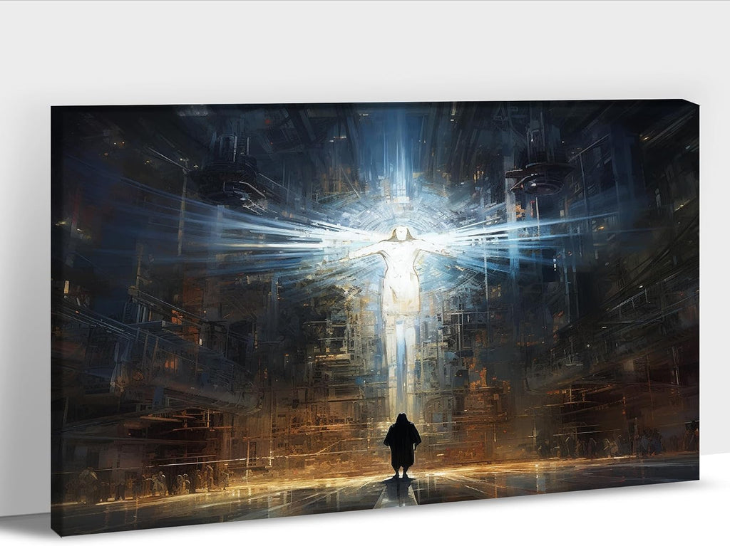 ANRUOXI Jesus Wall Art, Picture of Jesus Crucifixion Canvas Prints Christian Religious Canvas Wall Decoration, Death of Jesus Poster Printing Living Room Painting Bedroom Church Decor 32' Hx48 W Inch