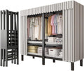 Portable Wardrobe Closet, Foldable Clothes Rack with Cover, Multi-Functional Folding Armoire, Garment Rack for Hanging Clothes(B,59 * 20.5 * 70IN(L*W*H))