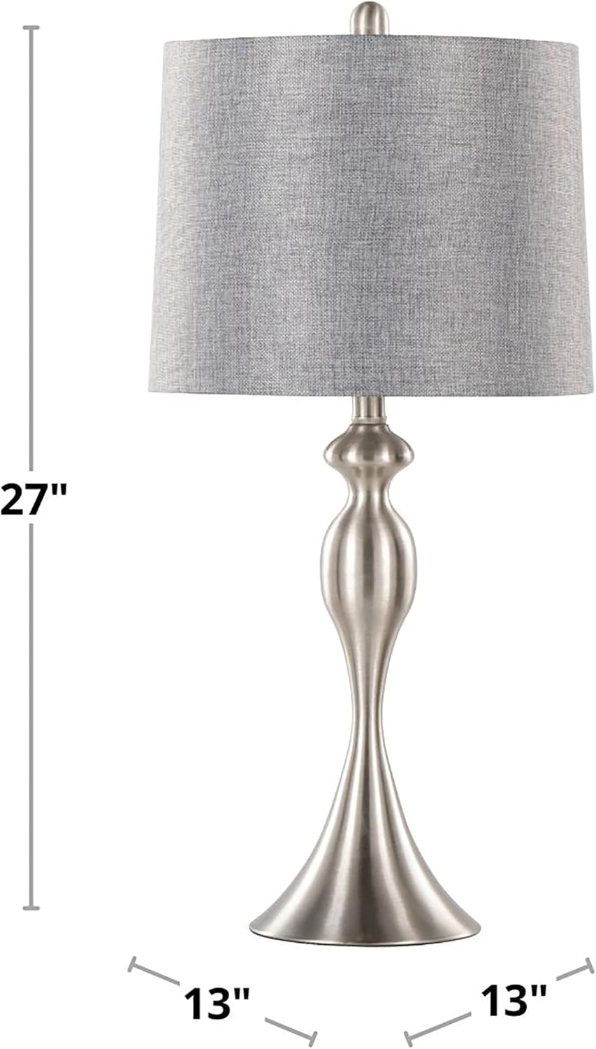 Ashland 27' Metal Table Lamps Set of 2, Desk Lamp, Bedside Lamps for Night Stands, Nightstand Lamp, Small Lamp, Small Table Lamps for Living Room Set of 2 (Polished Chrome, Cream Linen)