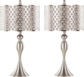 Ashland 27' Metal Table Lamps Set of 2, Desk Lamp, Bedside Lamps for Night Stands, Nightstand Lamp, Small Lamp, Small Table Lamps for Living Room Set of 2 (Brushed Nickel, Grey Linen)
