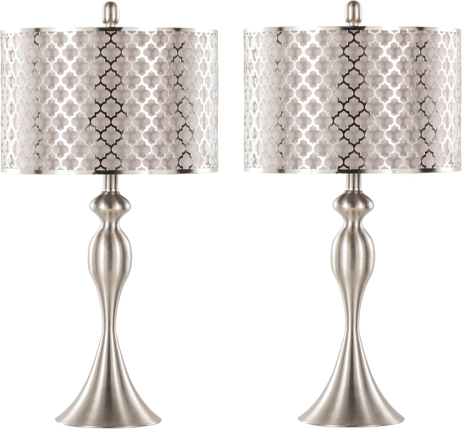 Ashland 27' Metal Table Lamps Set of 2, Desk Lamp, Bedside Lamps for Night Stands, Nightstand Lamp, Small Lamp, Small Table Lamps for Living Room Set of 2 (Brushed Nickel, Grey Linen)
