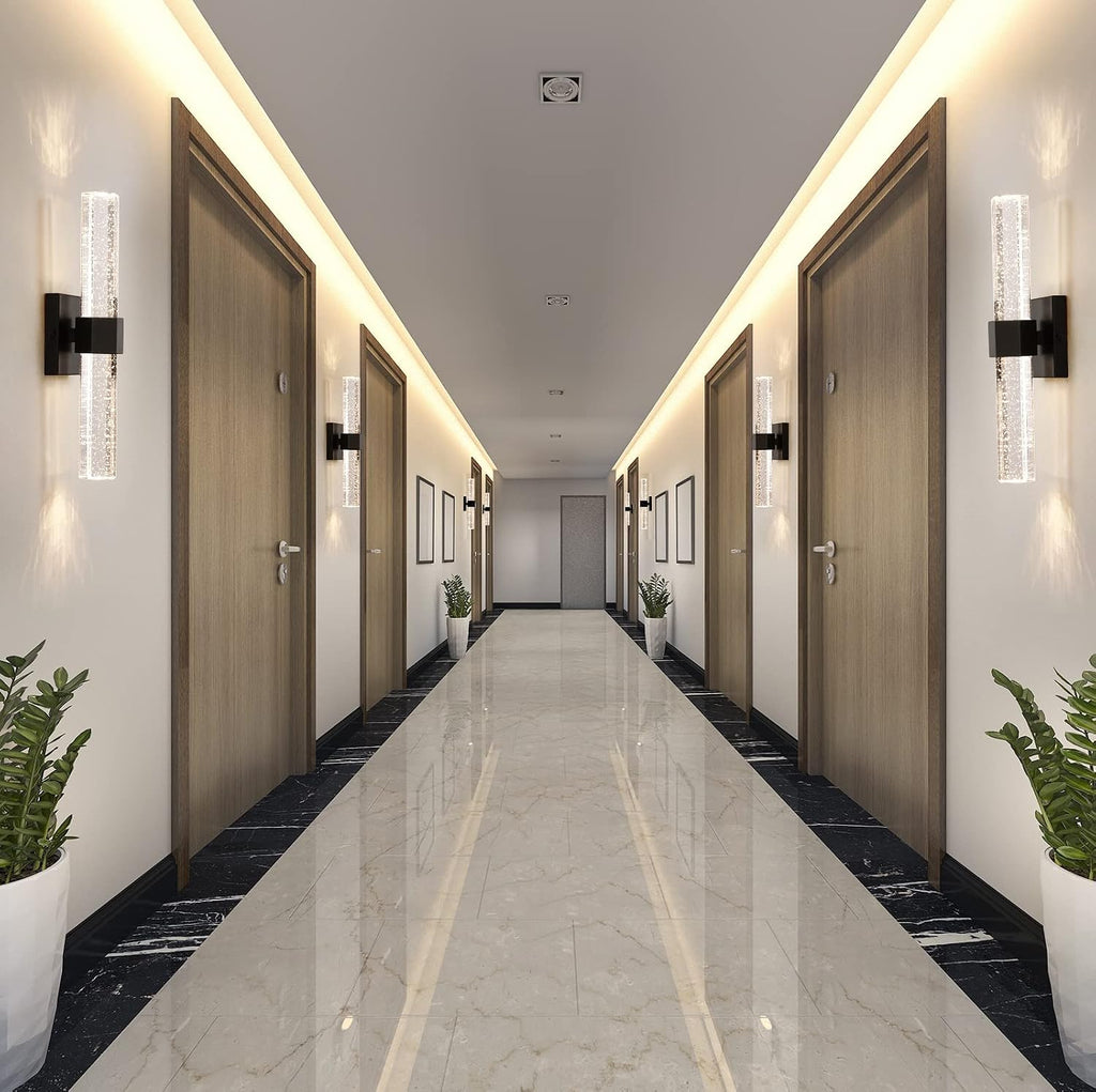 Epinl Black Sconces Wall Lighting - Modern Wall Sconces Set of Two Crystal Sconces Wall Decor Set of 2, 14W 3000K Dimmable Bathroom Vanity Light Fixtures for Hallway Bedroom Living Room