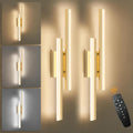 LED Wall Sconce Set of 2 Gold Remote Modern LED Vanity Lights Set of 2 Indoor Wall Light Fixtures for Living Room, Dimmable Wall Sconce for Bedside Bedroom Bathroom, L23.6inch 2 Pack