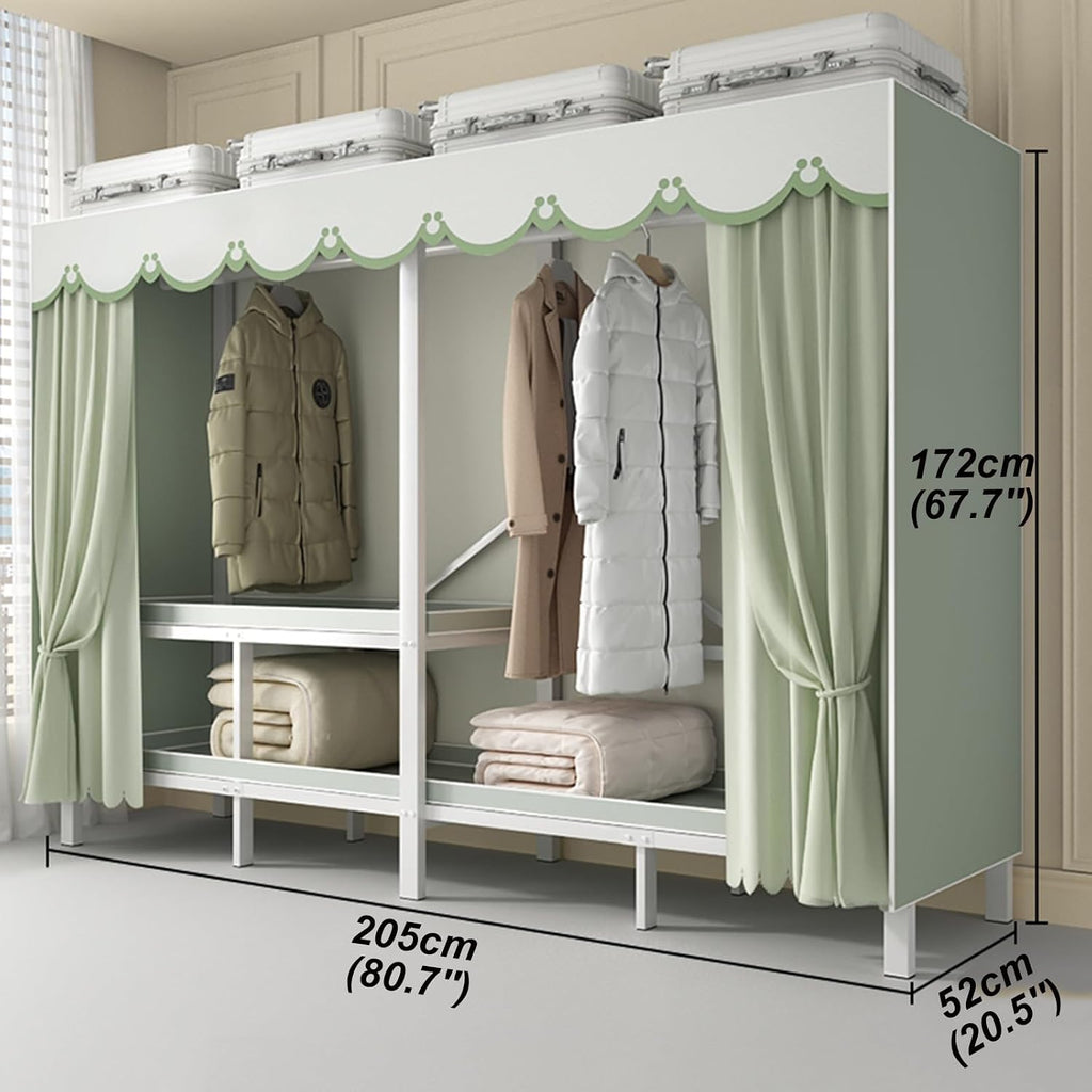 Foldable Wardrobe Closet, Load 1100lbs Heavy-duty Portable Clothe Rack with Cover for Bedroom Armoires, Metal Freestanding Clothing Storage Organizer Garment Rack for Hanging Clothes(80.7''x20.5''x67.