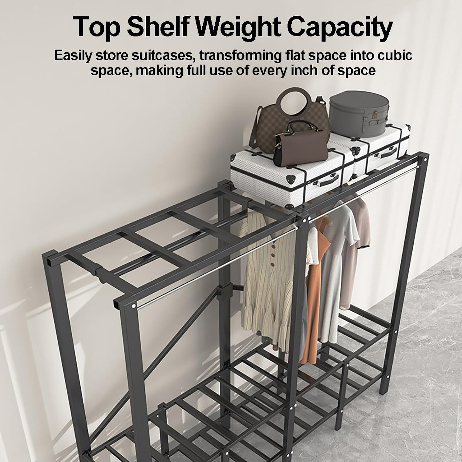 Foldable Closet Wardrobe, Heavy Duty Metal Clothing Rack, Portable Clothes Rack With Cover, Metal Closet Organizer, Armoire Storage Garment Racks For Hanging Clothes(70x170x50cm)