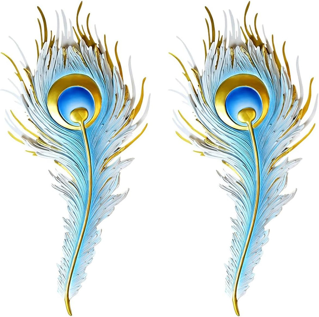 Unique Wall Sconce Feather Wall Lamp LED Dimmable Wall Sconce Lighting Blue Elegant Peacock Feather Design Creative Wall Light Fixtures for Bedroom Living Dining Room Hallway Deco