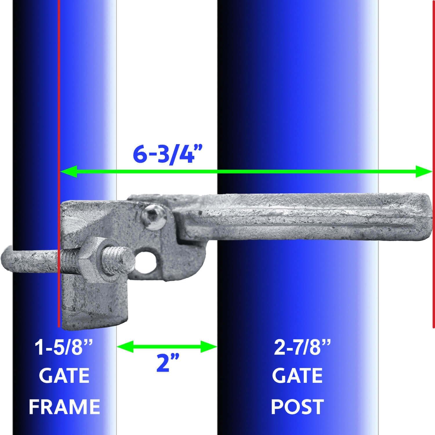1-7/8' x 2-7/8' (3') Chain Link Fence Gate Fork Latch - Commercial Heavy Duty - Malleable - Galvanized Gate Latch with Hole for Padlock - CASE Qty 20