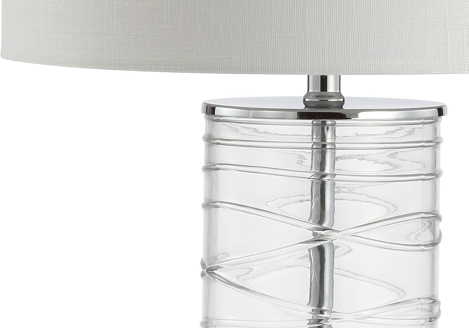 Eyely EYL4016B-SET2 Grace 27.5' Modern Fused Glass Cylinder LED Table Lamp for Reading Room, Living Room, Office, Bedroom, Transitional, Coastal, Glam, Clear (Set of 2)