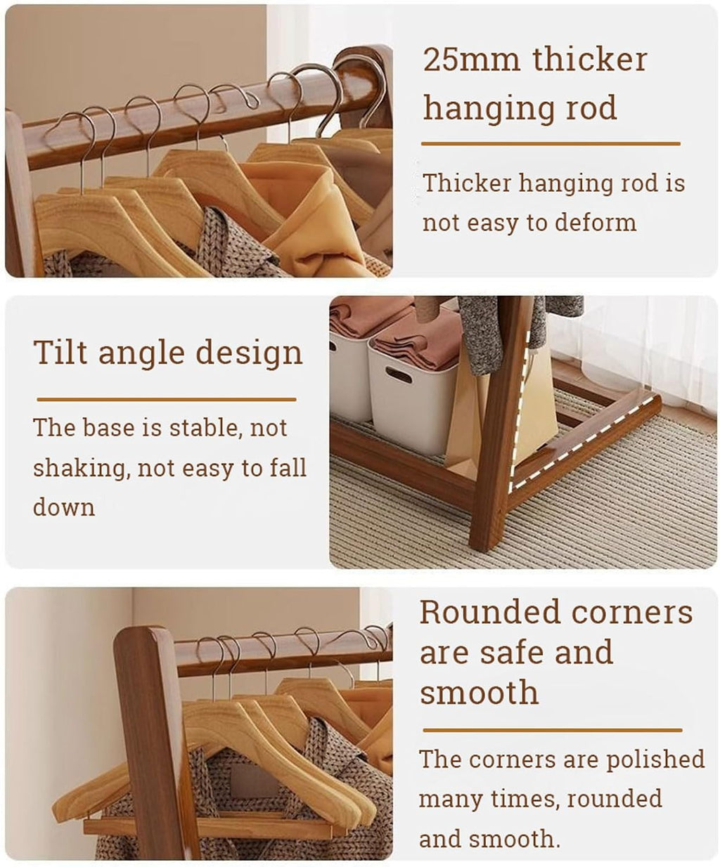 Bamboo Clothing Rack L-shape Coat Rack with Storage Shelves, Free Standing Clothes Hanging Rail Garment Rack for Entryway Bedroom Living Room